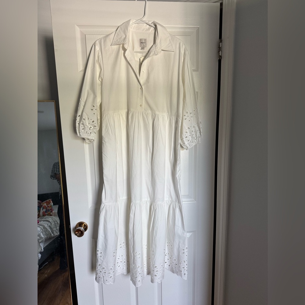 Maeve Bettina Shirtdress in White Eyelet NWT